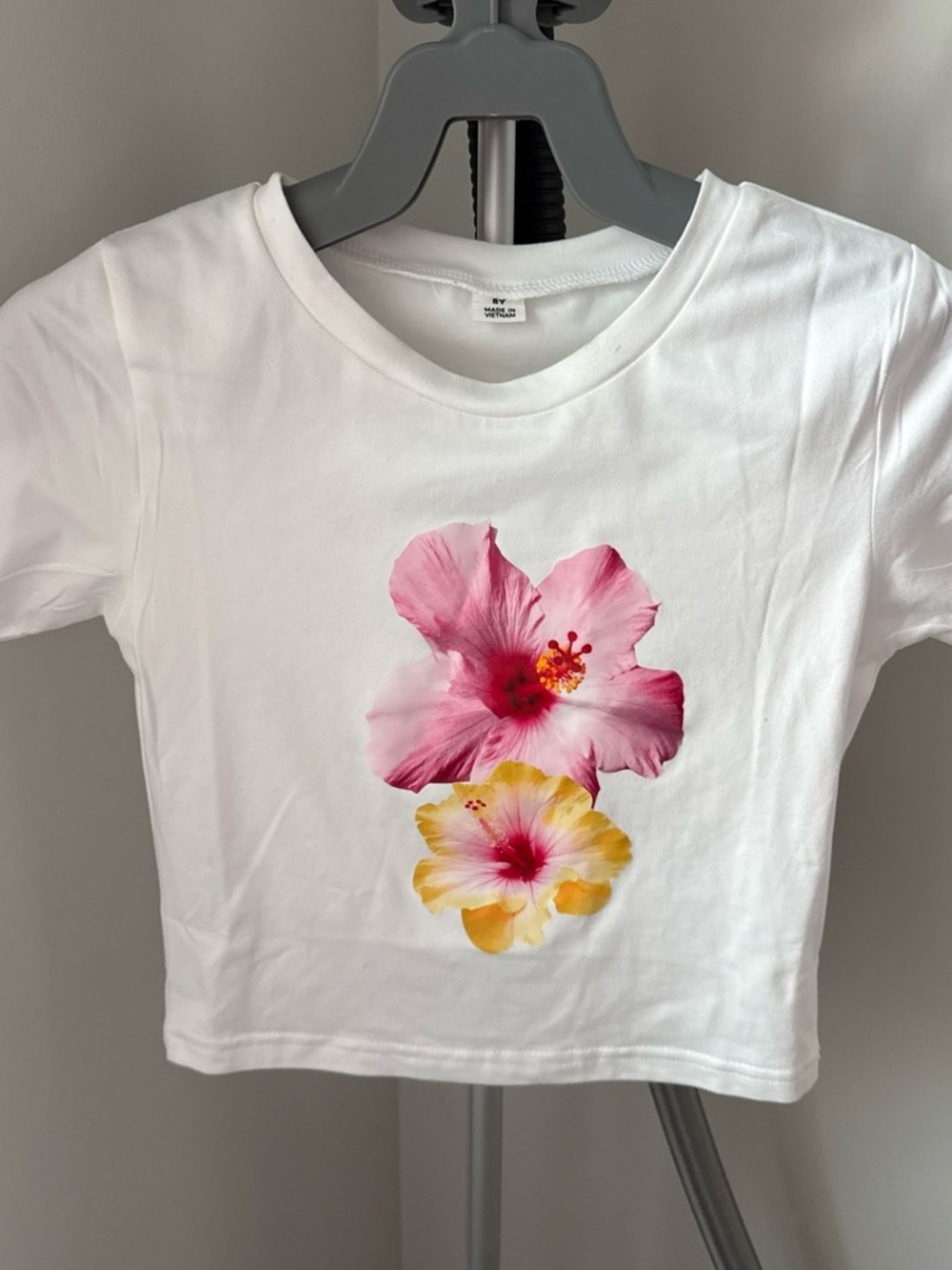 White Kids Tee with Pink & Yellow Floral Print